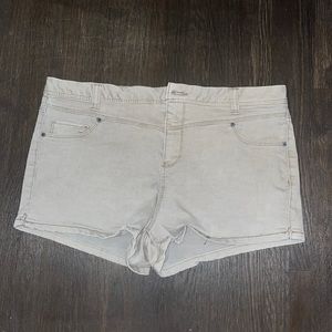 khaki colored denim shorts